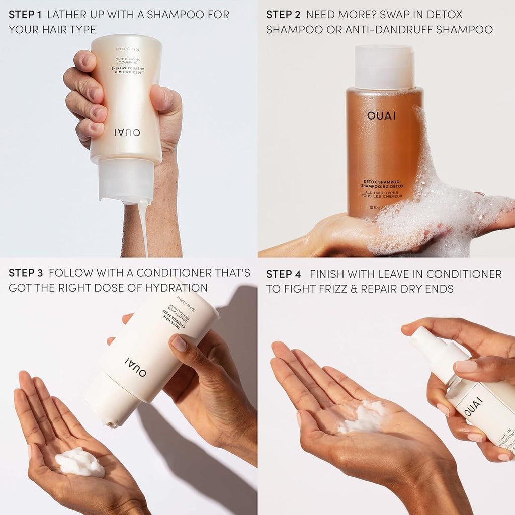 OUAI Leave In Conditioner & Heat Protectant for Hair - Prep Hair for Styling or Use as Detangling Spray to Fight Frizz & Flyaways - No Parabens, Sulfates or Phthalates (4.7 oz)