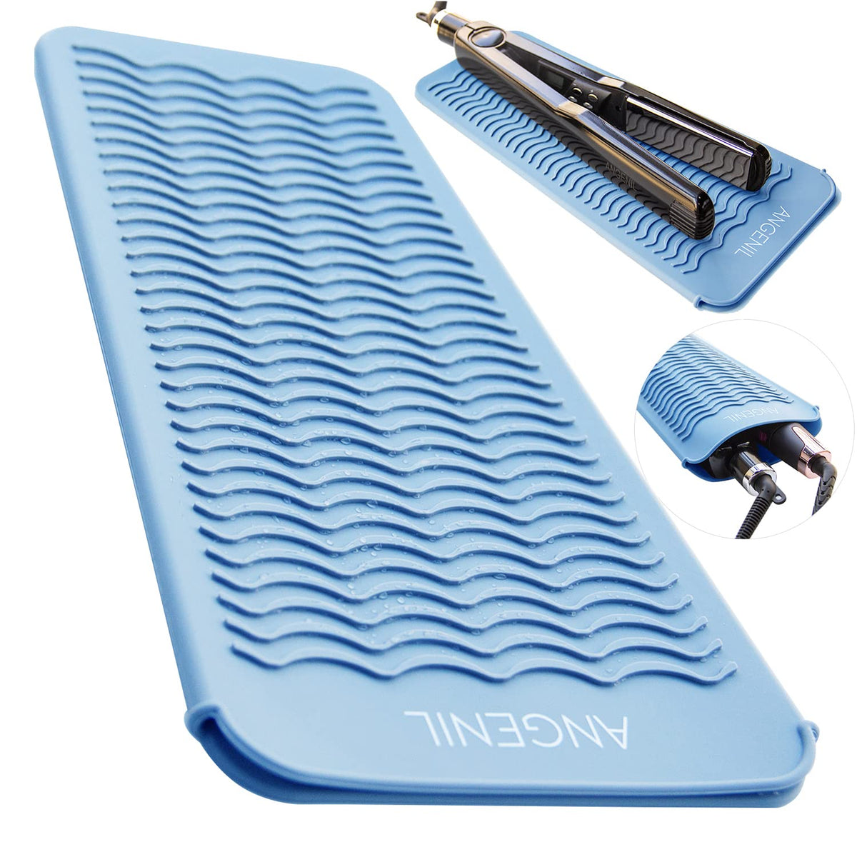 ANGENIL Heat Resistant Silicone Mat Pad Pouch For Travel Curling Iron Wand Tourmaline Titanium Ceramic Portable Flat Iron Hair Straightener Automatic Wireless Curlers Crimper Hair Iron Hair Tools